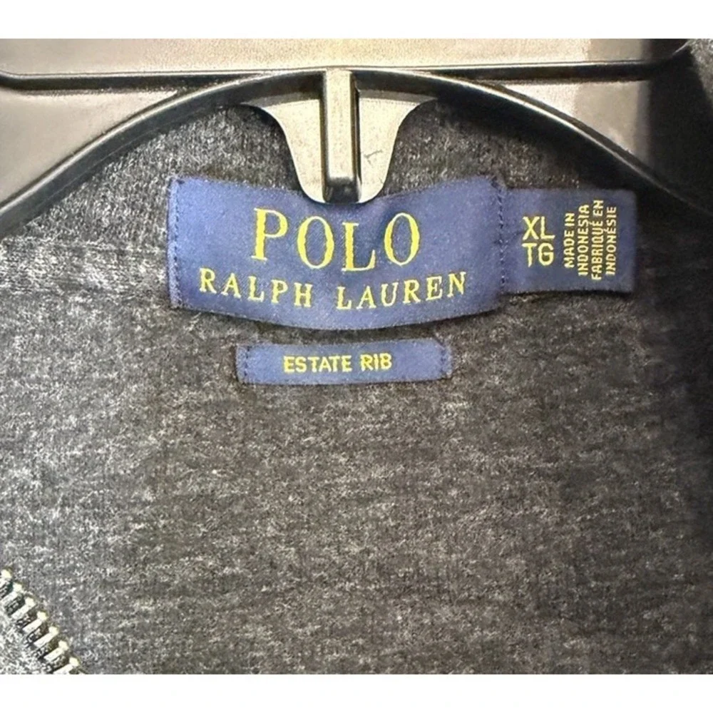 Polo Ralph Lauren Men XL 1/4 Zip Pullover Knit Estate Rib Sweater Gray Pony